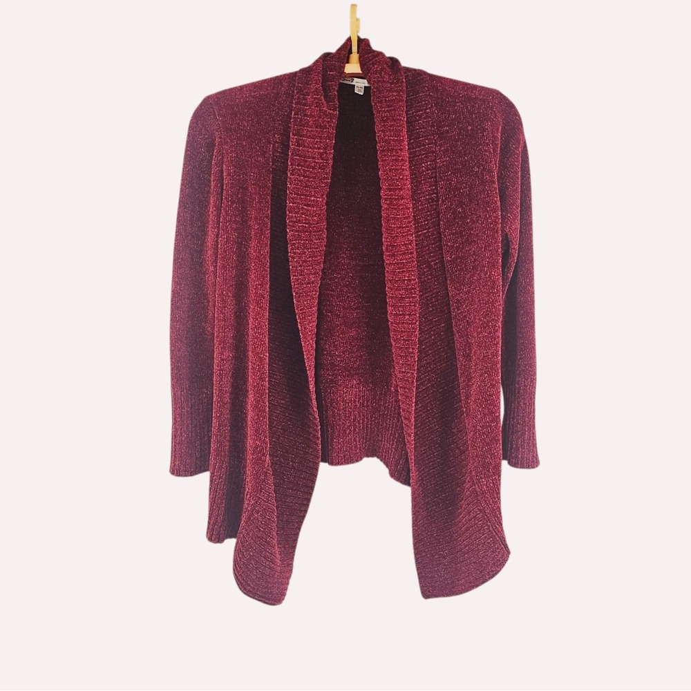 Seven7 Size XL Burgundy‎ Chenille Cardigan Soft Pockets